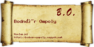 Bodnár Ompoly névjegykártya